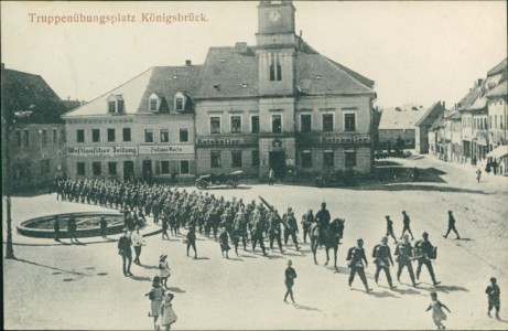 Alte Ansichtskarte Königsbrück, Truppenübungsplatz, Ratskeller, Polizei-Wache
