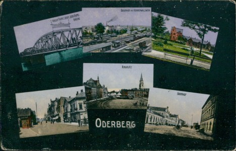 Alte Ansichtskarte Oderberg / Bohumín, Kaiser Franz Josef Jubiläumsbrücke, Bahnhof, Ringplatz