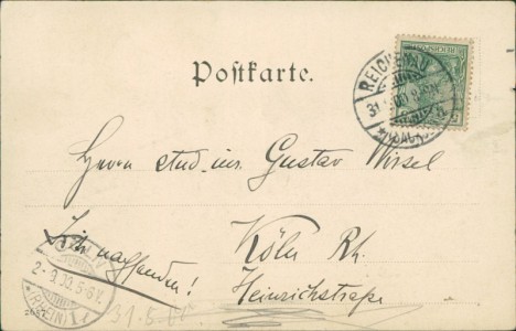 Adressseite der Ansichtskarte Reichenau in Sachsen / Bogatynia, Königl. Amtsgericht