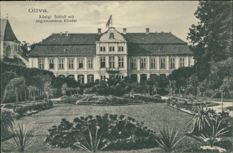 Alte Ansichtskarte Danzig / Gdańsk - Oliva / Oliwa, Königl. Schloß mit angrenzendem Kloster
