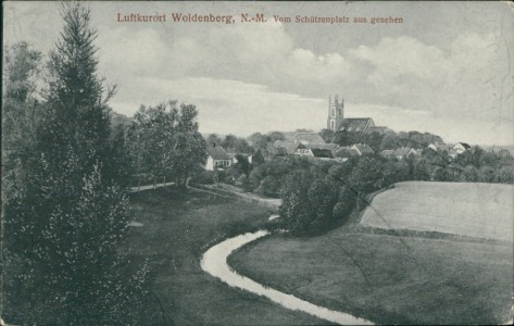 Alte Ansichtskarte Woldenberg / Dobiegniew, Vom Schützenplatz aus gesehen