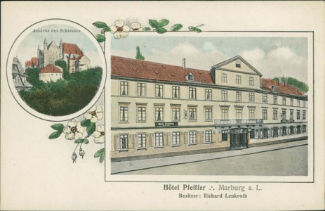 Alte Ansichtskarte Reitgasse, Hotel Pfeiffer. Besitzer: Richard Leukroth