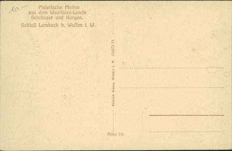 Adressseite der Ansichtskarte Dorsten-Wulfen, Schloß Lembeck