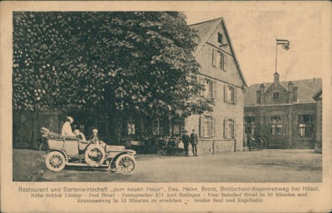 Alte Ansichtskarte Ratingen, Restaurant und Gartenwirtschaft "zum neuen Haus", Breitscheid-Krummenweg bei Hösel
