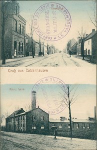 Alte Ansichtskarte Duisburg-Kaldenhausen, Mörserstraße, Röhr's Fabrik
