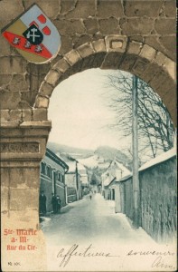 Alte Ansichtskarte Markirch / Sainte-Marie-aux-Mines, Rue du Tir, Wappen