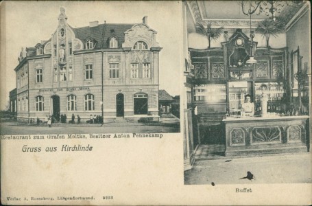 Alte Ansichtskarte Dortmund-Kirchlinde, Restaurant zum Grafen Moltke, Besitzer Anton Fennekamp