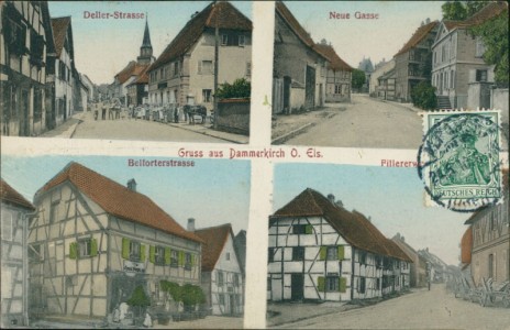 Alte Ansichtskarte Dammerkirch / Dannemarie, Deller-Strasse, Neue Gasse, Belforterstrasse, Fillerweg
