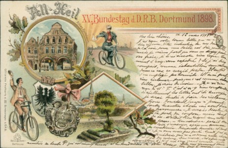 Alte Ansichtskarte Dortmund, All-Heil, XV. Bundestag d. D.R.B. Dortmund 1898
