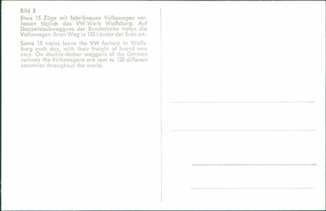 Adressseite der Ansichtskarte Volkswagenwerk Wolfsburg, VW Käfer-Produktion