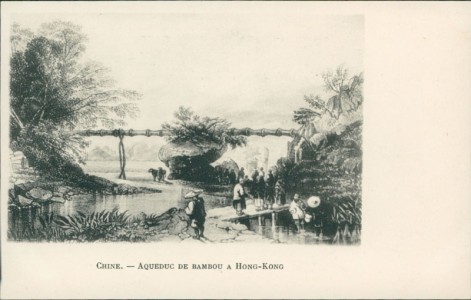 Alte Ansichtskarte China / Chine, Aqueduc de bambou a Hong-Kong