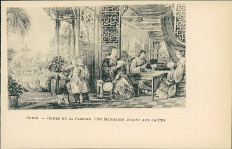 Alte Ansichtskarte China / Chine, Dames de la famille d'un Mandarin jouant aux cartes