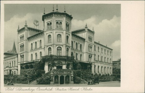 Alte Ansichtskarte Osnabrück, Hotel Schaumburg, Besitzer Heinrich Klünker