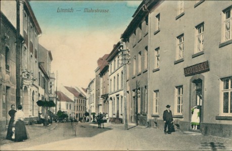 Alte Ansichtskarte Linnich, Mahrstrasse mit Apotheke