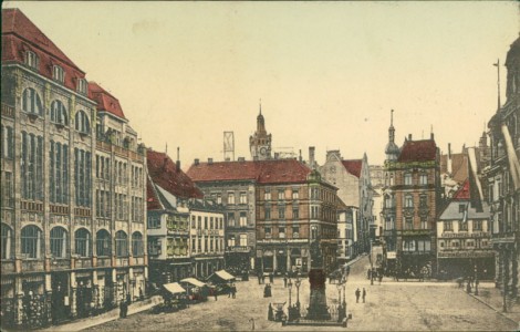 Alte Ansichtskarte Pforzheim, Markt mit Warenhaus Geschw. Knopf