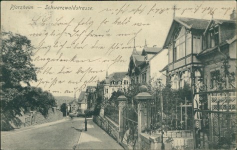 Alte Ansichtskarte Pforzheim, Schwarzwaldstrasse