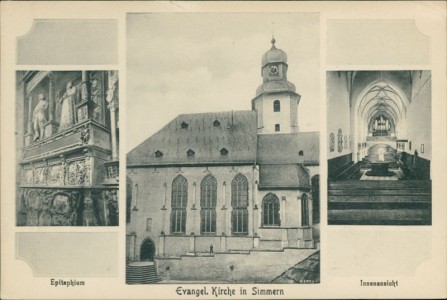 Alte Ansichtskarte Simmern, Evangel. Kirche, Epitaphium, Innenansicht