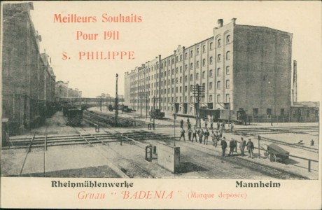 Alte Ansichtskarte Mannheim, Rheinmühlenwerke