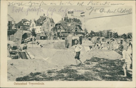 Alte Ansichtskarte Travemünde, Strandleben