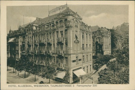 Alte Ansichtskarte Wiesbaden, Hotel Alleesaal, Taunusstrasse 3