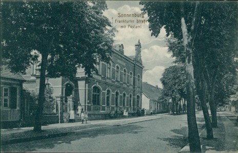 Alte Ansichtskarte Sonnenburg / Słońsk, Frankfurter Straße mit Postamt