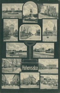 Alte Ansichtskarte Hohensalza / Inowrocaw, Mehrbildkarte mit Wasserturm, Bahnhof, Postamt und Marktplatz