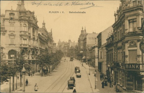 Alte Ansichtskarte Plauen, Bahnhofstraße