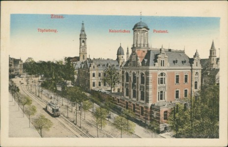 Alte Ansichtskarte Zittau, Töpferberg, Kaiserliches Postamt