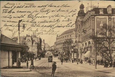 Alte Ansichtskarte Plauen, Postplatz