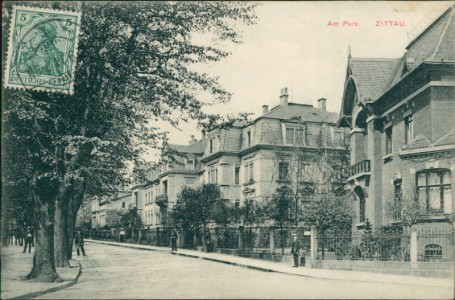 Alte Ansichtskarte Zittau, Am Park