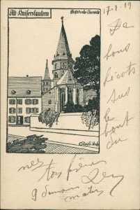 Alte Ansichtskarte Alt-Kaiserslautern, Stiftskirche, Chorseite