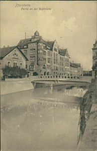 Alte Ansichtskarte Pforzheim, Partie an der Roßbrücke