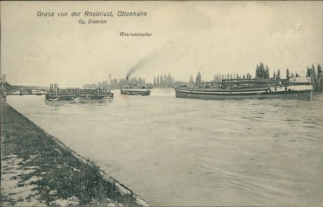 Alte Ansichtskarte Ottenheim, Rheinlust, Gg. Dietrich, Rheindamper