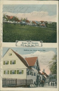 Alte Ansichtskarte Bühl-Neusatz, Teilansicht, Gasthaus zum Löwen von L. Faas