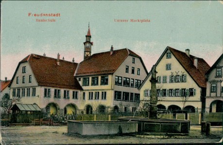 Alte Ansichtskarte Freudenstadt, Realschule, Unterer Marktplatz