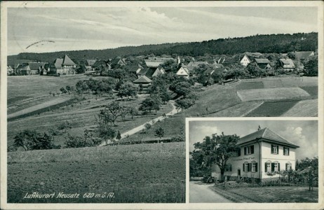 Alte Ansichtskarte Bühl-Neusatz, Gesamtansicht, Pension Karl Pfeiffer