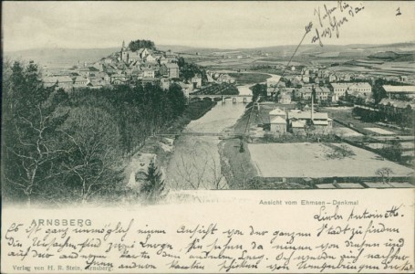 Alte Ansichtskarte Arnsberg, Ansicht vom Ehmsen-Denkmal