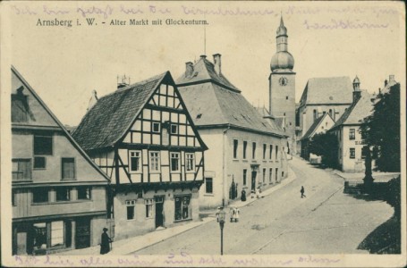 Alte Ansichtskarte Arnsberg, Alter Markt mit Glockenturm