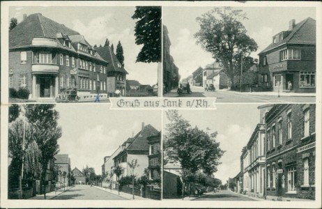 Alte Ansichtskarte Meerbusch-Lank, Mehrbildkarte mit Apotheke