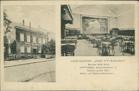 Alte Ansichtskarte Hattingen, Restaurant "Zum Rittersaal", Besitzer Adolf Ritter, Sprockhövelerstr. 3
