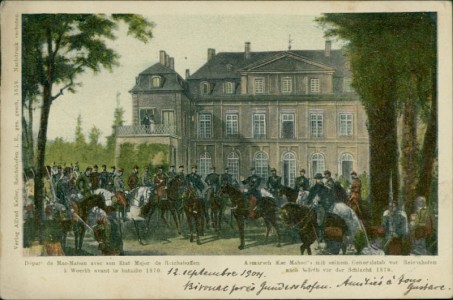 Alte Ansichtskarte Reichshofen / Reichshoffen, Départ de Mac-Mahon