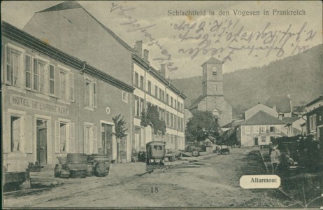 Alte Ansichtskarte Allarmont, Teilansicht mit Hotel de l'arbre vert