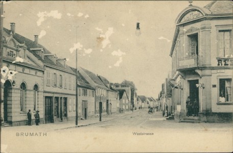Alte Ansichtskarte Brumath, Weststrasse (très mauvais état)