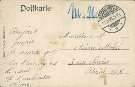 Adressseite der Ansichtskarte Reichshofen / Reichshoffen, Kreuzstrasse