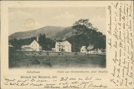 Alte Ansichtskarte Mittlach, Hotel zur Glockenblume, Jean Staehly