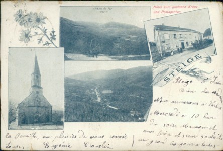 Alte Ansichtskarte Steige, Hotel zum goldenen Kreuz und Postagentur