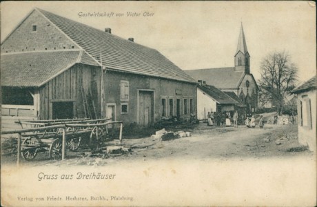 Alte Ansichtskarte Pfalzburg-Dreihäuser / Phalsbourg-Trois-Maisons, Gastwirtschaft von Victor Ober
