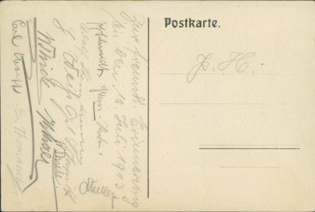 Adressseite der Ansichtskarte Ludwigshafen am Rhein, Unterprima Oberrealschule Ludwigshafen a. Rh. 1912 + 1913