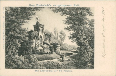 Alte Ansichtskarte Wiesbaden-Biebrich, Aus Biebrich's vergangener Zeit. Die Moosburg vor 50 Jahren