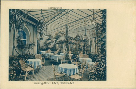 Alte Ansichtskarte Wiesbaden, Sendig-Hotel Eden, Wintergarten